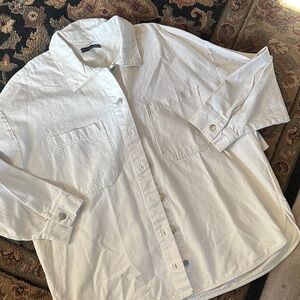 Black tape White jean material Button-Up Shirt